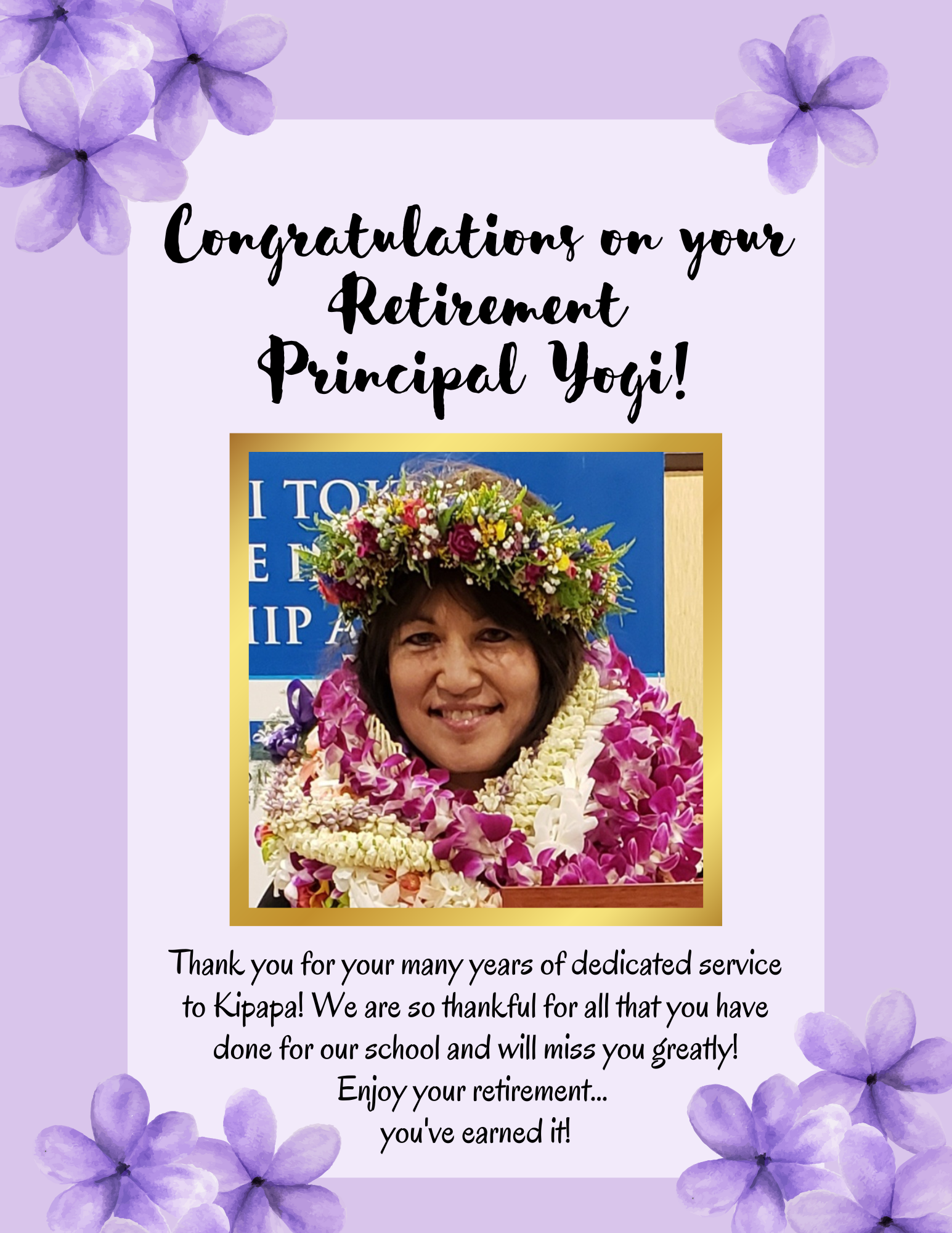 Congratulations Principal Yogi